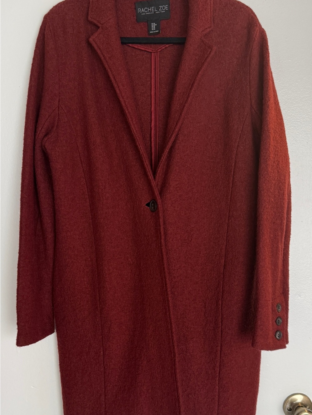 Rachel Zoe Long Single-Button Trench Coat in Deep Burgundy